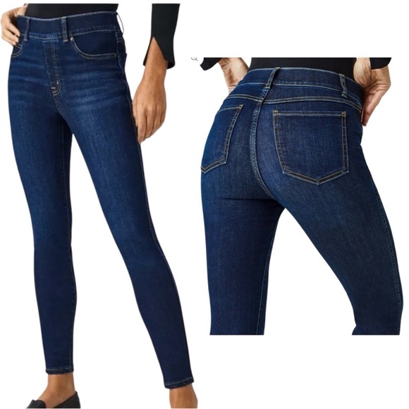 SPANX Ankle Skinny Blue Jeans Pull On 1X Tall Long #20342T - Picture 1 of 9